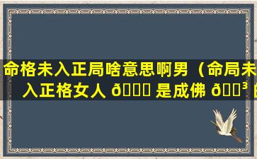 命格未入正局啥意思啊男（命局未入正格女人 🐕 是成佛 🐳 的吗）